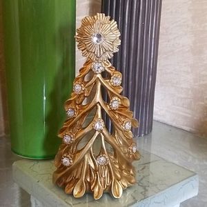 Gold Christmas tree candle holder